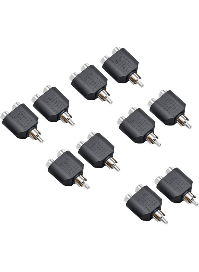 melfi Melfi 10Pcs RCA Y Splitter 1 RCA Male to 2 RCA Female RCA Phono Extension Adapter AV Audio Video Inputs Hub Extension for TV Car GPS Navigations Stereo Side View Camera/Front Cameras  - Image 1
