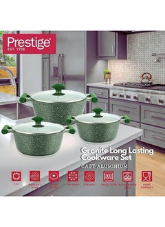 Prestige  مجموعة بريستيج الأساسية 6 قطع من الجرانيت الأخضر غير اللاصق الألمنيوم  - Image 3