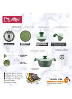 Prestige  مجموعة بريستيج الأساسية 6 قطع من الجرانيت الأخضر غير اللاصق الألمنيوم  - Image 4