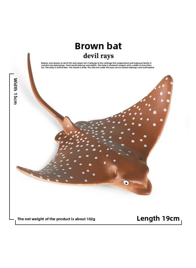 Marine Animal Model Children's Science And Education Toys Devil Fish Fish Fish Simulation Solid Sea Animal Plastic Ornaments-Color:Ox-1525 Manta Ray (Brown) - Image 1