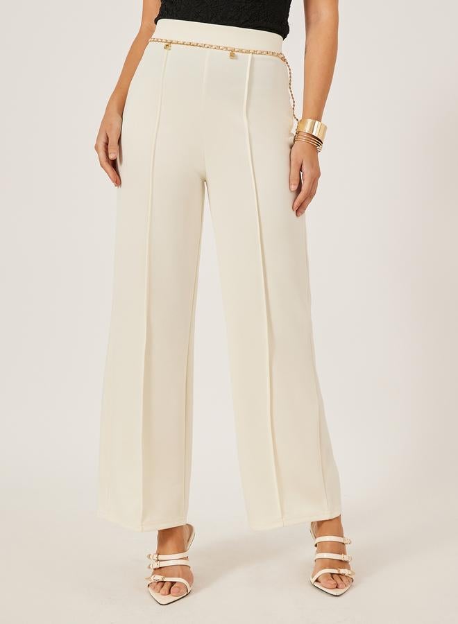 Styli Styli Flared Knitted Pants with Pintuck Detail  - Image 2
