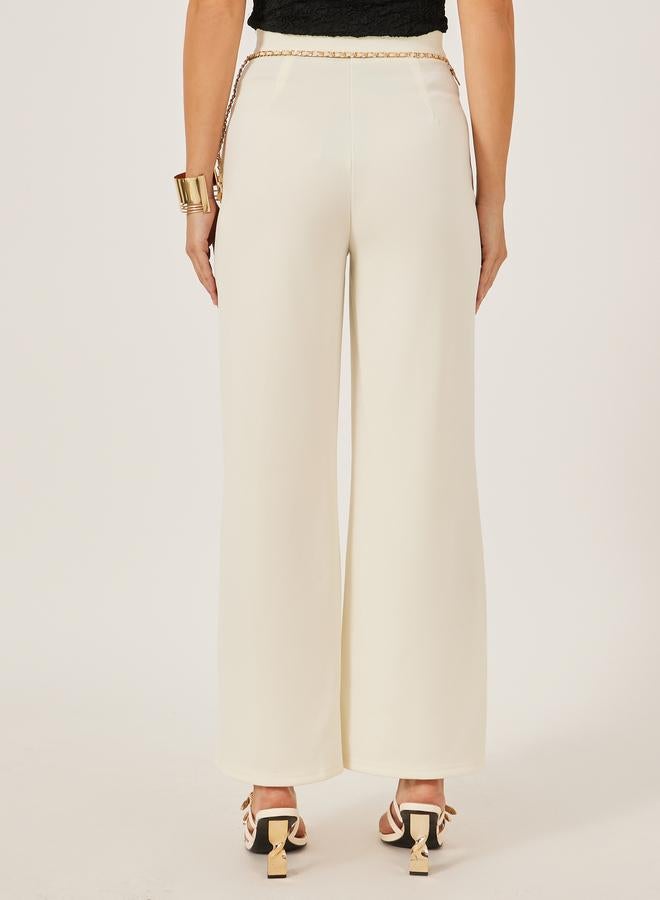 Styli Styli Flared Knitted Pants with Pintuck Detail  - Image 4