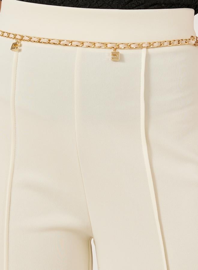 Styli Styli Flared Knitted Pants with Pintuck Detail  - Image 3