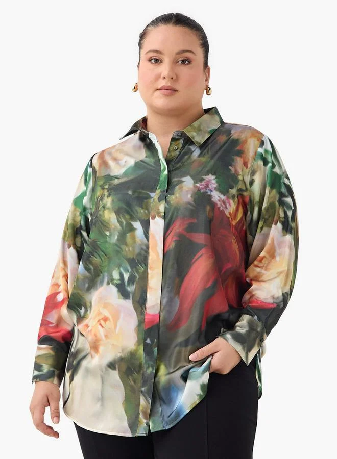 Ulla Popken Plus Size Ulla Popken Floral Print Shirt