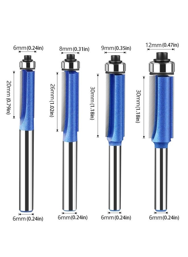 4PCS Flush Trim Router Bit Set 1/4 Inch Shank Top Bearing Flush Trim Router Bit 6mm Handle Woodworking Trimming Knife  - Image 5