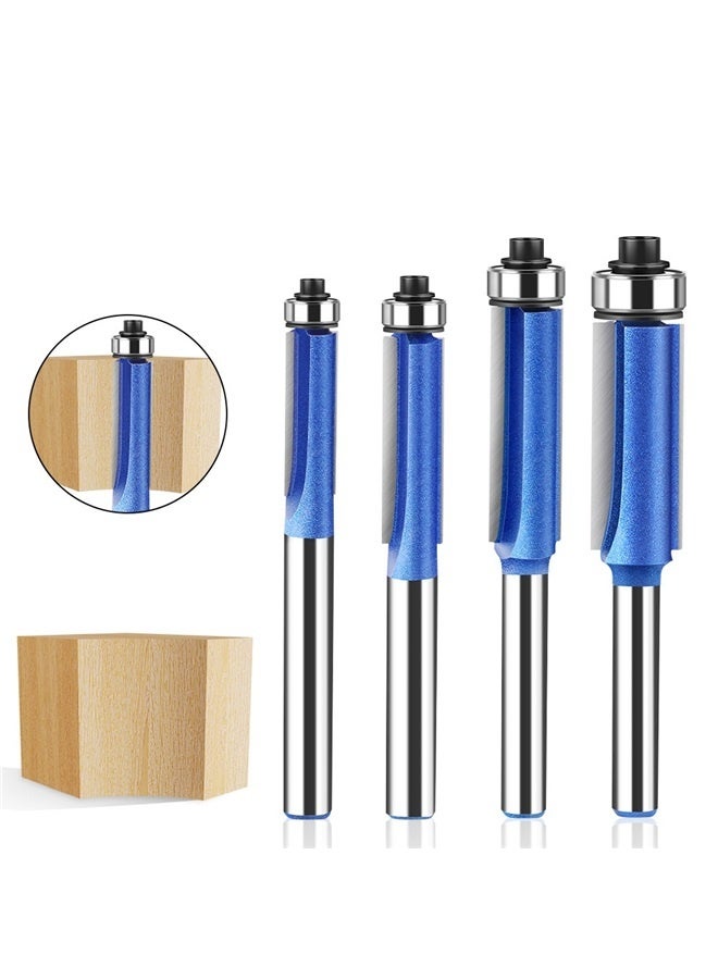 4PCS Flush Trim Router Bit Set 1/4 Inch Shank Top Bearing Flush Trim Router Bit 6mm Handle Woodworking Trimming Knife  - Image 1