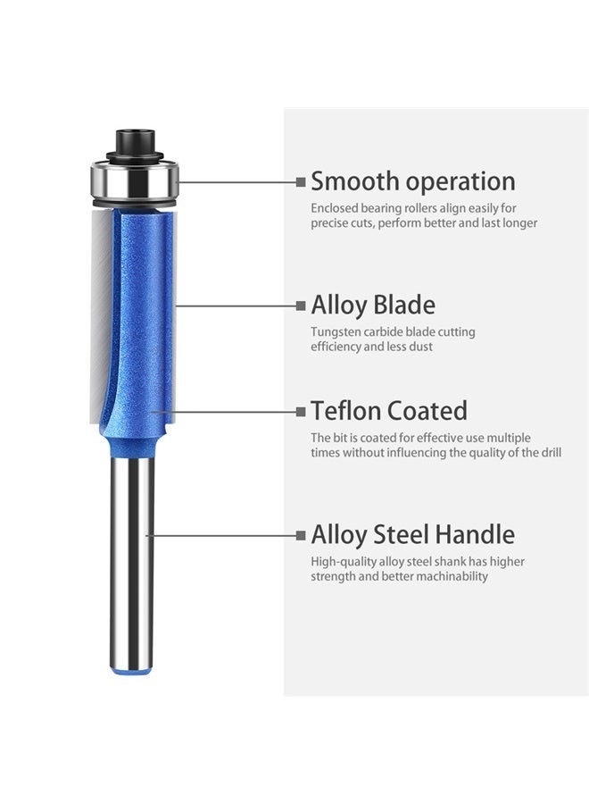 4PCS Flush Trim Router Bit Set 1/4 Inch Shank Top Bearing Flush Trim Router Bit 6mm Handle Woodworking Trimming Knife  - Image 2