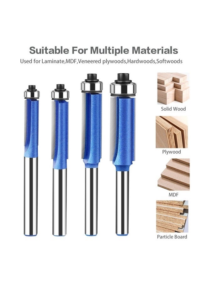 4PCS Flush Trim Router Bit Set 1/4 Inch Shank Top Bearing Flush Trim Router Bit 6mm Handle Woodworking Trimming Knife  - Image 3