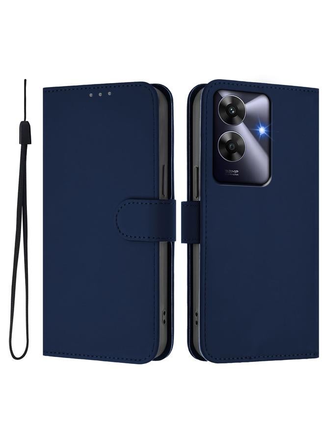 اس-توب جراب هاتف Realme C63 Global Skin Feel Solid Color Leather Case مع حبل تعليق - Image 2