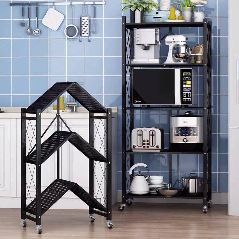 Foldable Metal Tool and Kitchen Appliance Organizer Rack, 5 Doors - Image 4