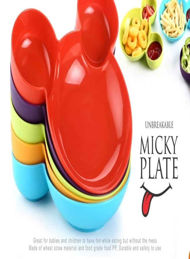 Fastel Unbreakable Children's Mickey Minnie Shaped Serving Food Plate, Mickey Mouse Bowl, Fruit Plate, Baby Cartoon Pie Bowl Plate, Children Tableware |Set of 3 | Assorted Colours - Image 3