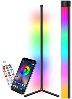 SHOPI Corner LED Floor Lamp Easy to Use Remote Control Music Sync Bluetooth Minimalist Standing Lamp for Living Room Bedroom  - Image 1