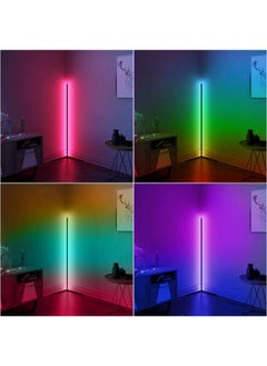 SHOPI Corner LED Floor Lamp Easy to Use Remote Control Music Sync Bluetooth Minimalist Standing Lamp for Living Room Bedroom  - Image 3