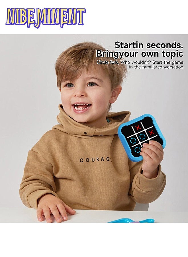 NIBEMINENT Tic Tac Toe Game, 4 in 1 Handheld Educational Game Machine, Electronic Tic Tac Toe Game for Education and Memory Growth, Home, Toy Board Game for Kids and Adults (Blue)  - Image 4