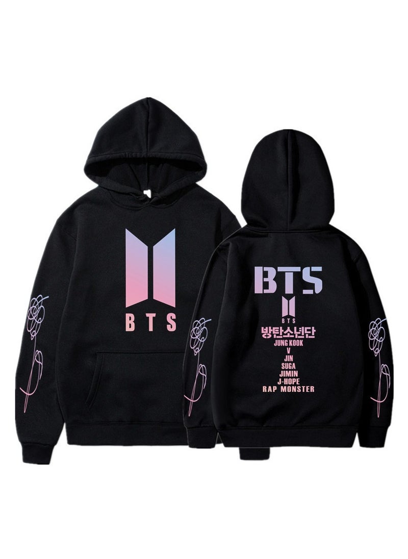 NIBEMINENT - BTS Love Yourself Printing Hooded Sweatshirt Black - Image 1