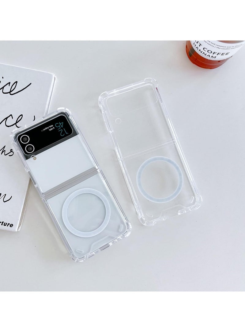 DUSALA Magnetic Clear Case for Samsung Galaxy Z Flip 4 5g, Support Magsafe and Wireless Charger, Transparent Shockproof and Drop-Proof Hard PC Phone Cover for Galaxy z flip4 - Image 4