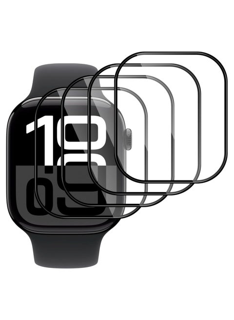 Screen Protector for Apple Watch Series 10 46 mm for Tempered Glass, Pack of 4, 3D Full Coverage HD Flexible Screen Protector, Anti-Dust, Bubble-Free Screen Protector, Scratch-Resistant Screen