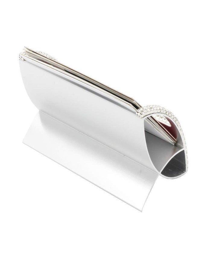 Bestbling Bling Aluminum Card Holder for Desk Business Card Display Rhinestone Stand Desktop Business Card Holders (Silver) - Image 5