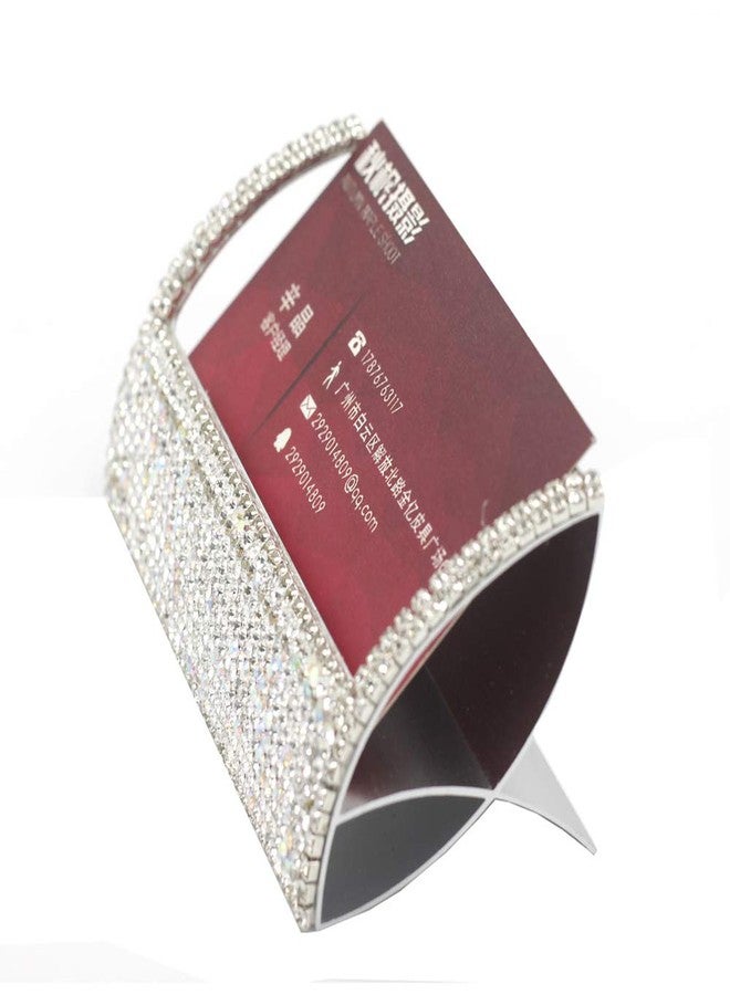Bestbling Bling Aluminum Card Holder for Desk Business Card Display Rhinestone Stand Desktop Business Card Holders (Silver) - Image 3