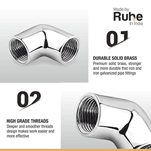 Ruhe® Connector Pipe | Brass 1.5 Inch 90 Degree | Elbow Connector for Pipe Fittings | (Chrome Finish) | (Pack of 4) - Image 4