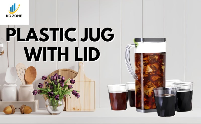 KD ZONE Stylish Plastic Square Water Pitcher - 2L Capacity Premium Square Jug - 2000ml | BPA-Free Water Carafe - Image 3
