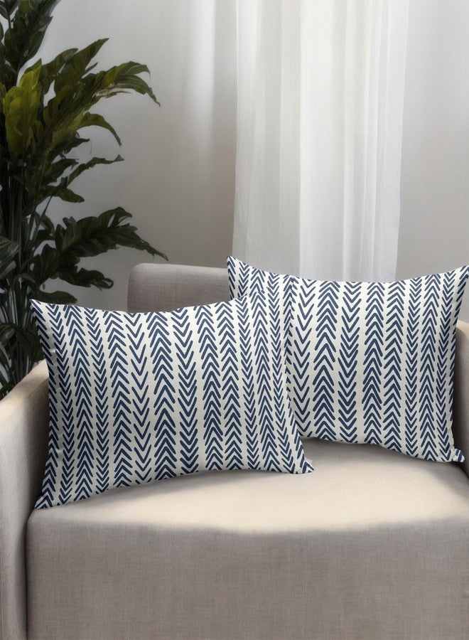 aportt Indigo Blue Herringbone Pillow Covers 12x20 Inch Set of 2 Navy White Boho Bohemian Ethnic Geometric Throw Pillows Modern Cotton Linen Cream Cushion Case Farmhouse Home Decor For Sofa Couch Outdoor - Image 4