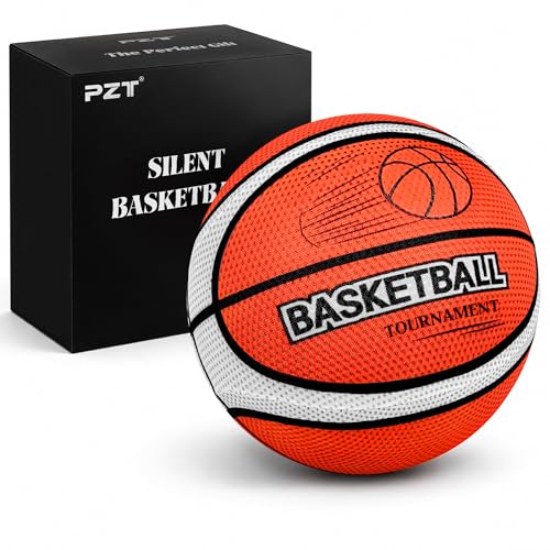 PZT Silent Basketball Size 7 with Fabric Cover, 600g Airless Basketball for Quiet Dribbling and Indoor Training, Pro PU Foam Ball for Adults and Children, Ideal Gift for Birthdays or Christmas - Image 1