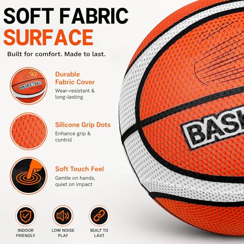 PZT Silent Basketball Size 7 with Fabric Cover, 600g Airless Basketball for Quiet Dribbling and Indoor Training, Pro PU Foam Ball for Adults and Children, Ideal Gift for Birthdays or Christmas - Image 4
