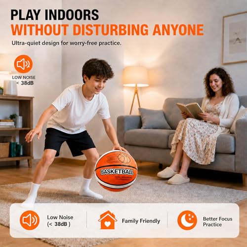 PZT Silent Basketball Size 7 with Fabric Cover, 600g Airless Basketball for Quiet Dribbling and Indoor Training, Pro PU Foam Ball for Adults and Children, Ideal Gift for Birthdays or Christmas - Image 2