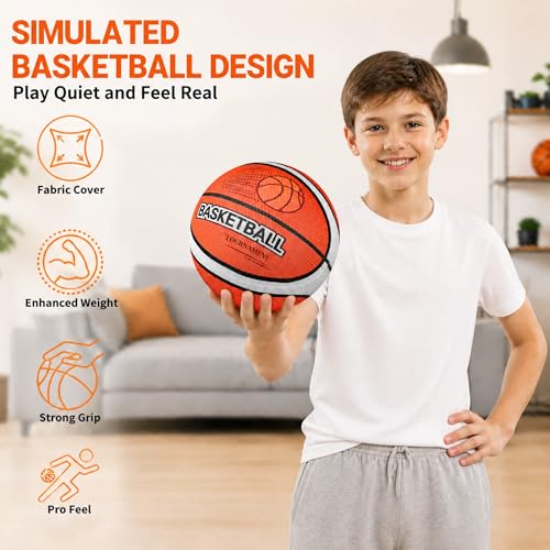 PZT Silent Basketball Size 7 with Fabric Cover, 600g Airless Basketball for Quiet Dribbling and Indoor Training, Pro PU Foam Ball for Adults and Children, Ideal Gift for Birthdays or Christmas - Image 3