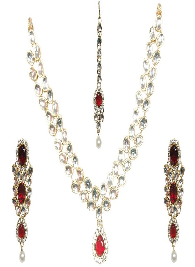 ELOISH Golden Colour Rani Jewel Set with Earrings and Maang Tikka - Image 2