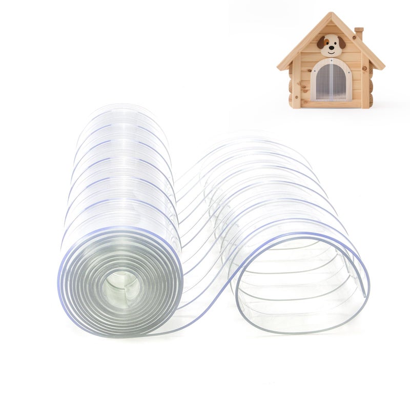 HIDROSIL Plastic Vinyl Door Flaps for DIY Dog House 8 ft x 12 in 1 pcs Dog Door Replacement Strips for DIY Cat Door Doghouse or Kennel Door Flap Clear
