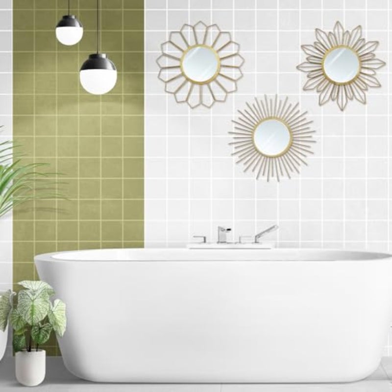 Metal Mirrors Wall Decor - 3 Pcs 11" Metal Sunburst Flower Wall Mirrors Home Décor, Decorative Hanging Wall Art for Living Room, Bedroom, Kitchen, Bathroom, Entryway - Image 5