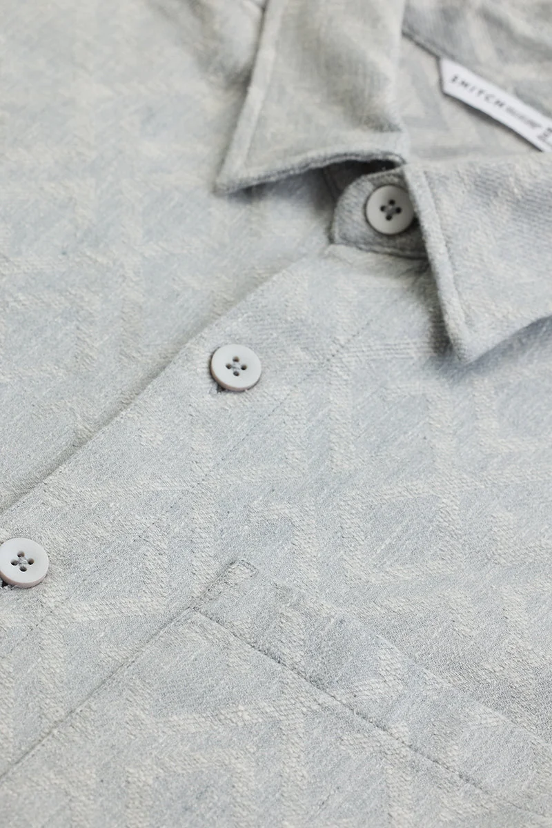SNITCH Grey Geometric Regular Fit Overshirt