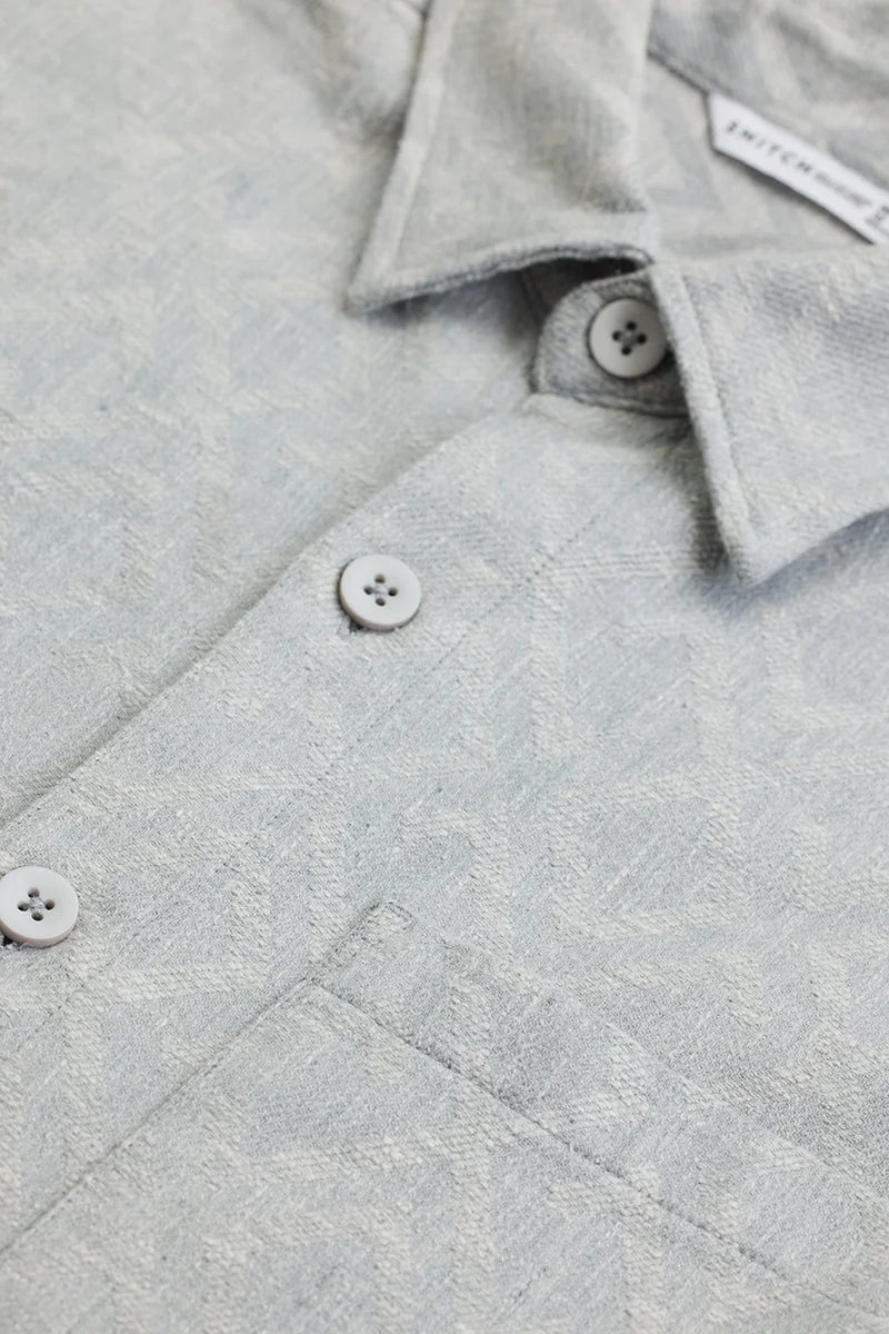 SNITCH Grey Geometric Regular Fit Overshirt