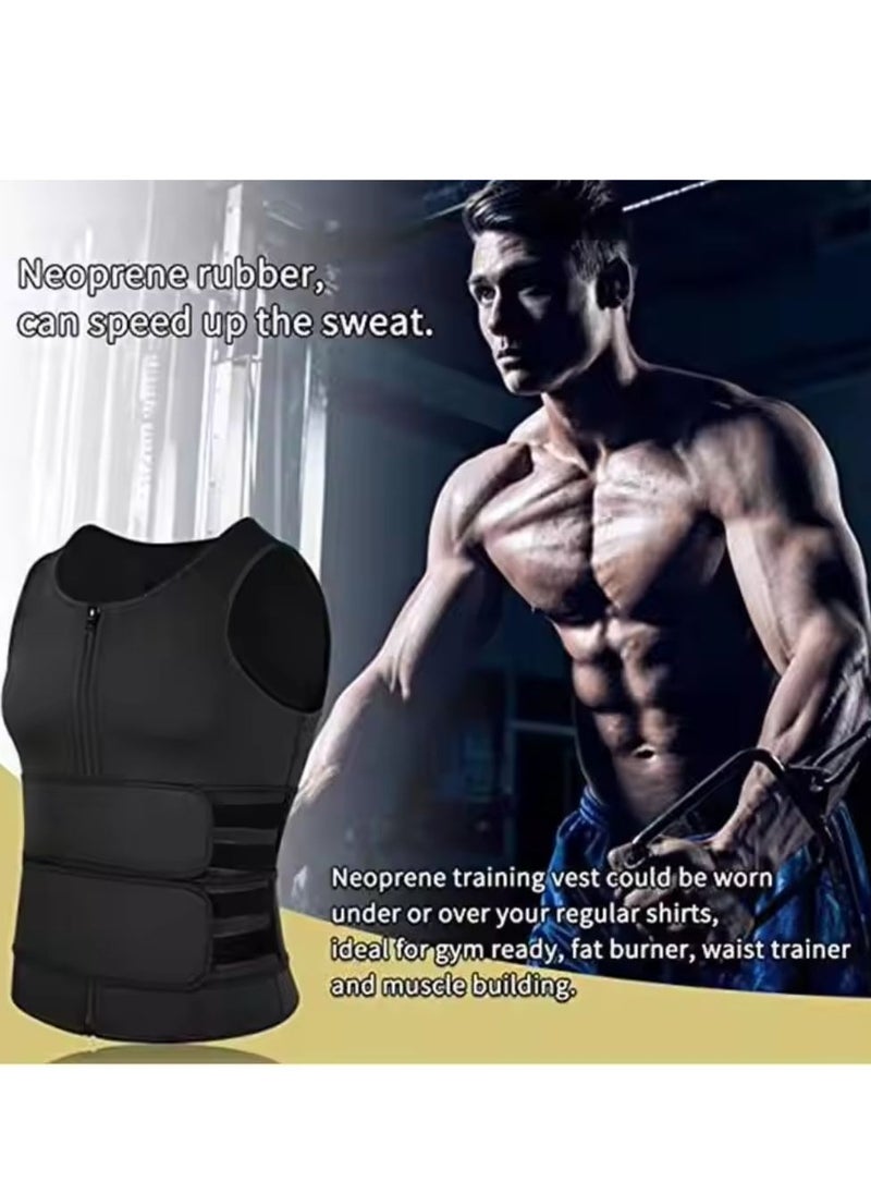 Spall Sauna Vest for Men with Waist Trainer Zipper Neoprene Sauna Sweat Suit Tank Top Workout Waist Trimmer Vest  - Image 3