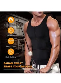 Spall Sauna Vest for Men with Waist Trainer Zipper Neoprene Sauna Sweat Suit Tank Top Workout Waist Trimmer Vest  - Image 4