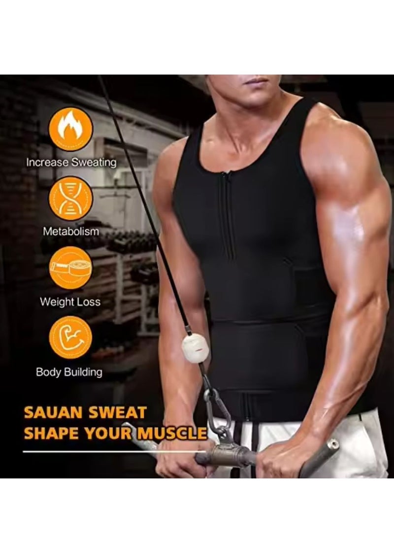 Spall Sauna Vest for Men with Waist Trainer Zipper Neoprene Sauna Sweat Suit Tank Top Workout Waist Trimmer Vest  - Image 4