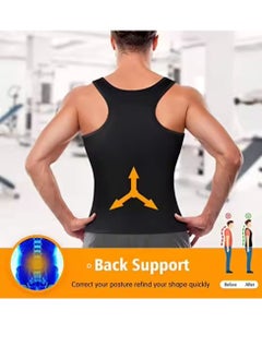 Spall Sauna Vest for Men with Waist Trainer Zipper Neoprene Sauna Sweat Suit Tank Top Workout Waist Trimmer Vest  - Image 5