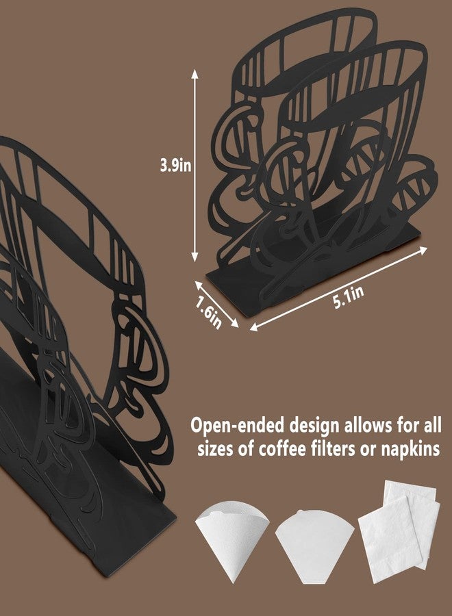 Homakover Metal Coffee Filter Stand - Holder & Rack for Coffee Filters, Paper Towels & Napkins - Vertical, Cone & Square Shaped (Black) - Image 2