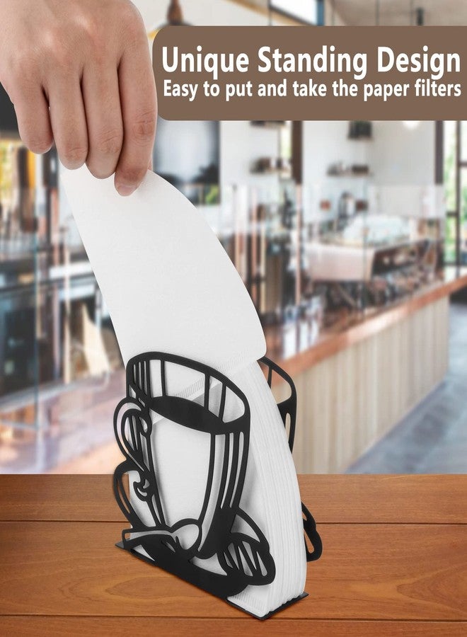 Homakover Metal Coffee Filter Stand - Holder & Rack for Coffee Filters, Paper Towels & Napkins - Vertical, Cone & Square Shaped (Black) - Image 3