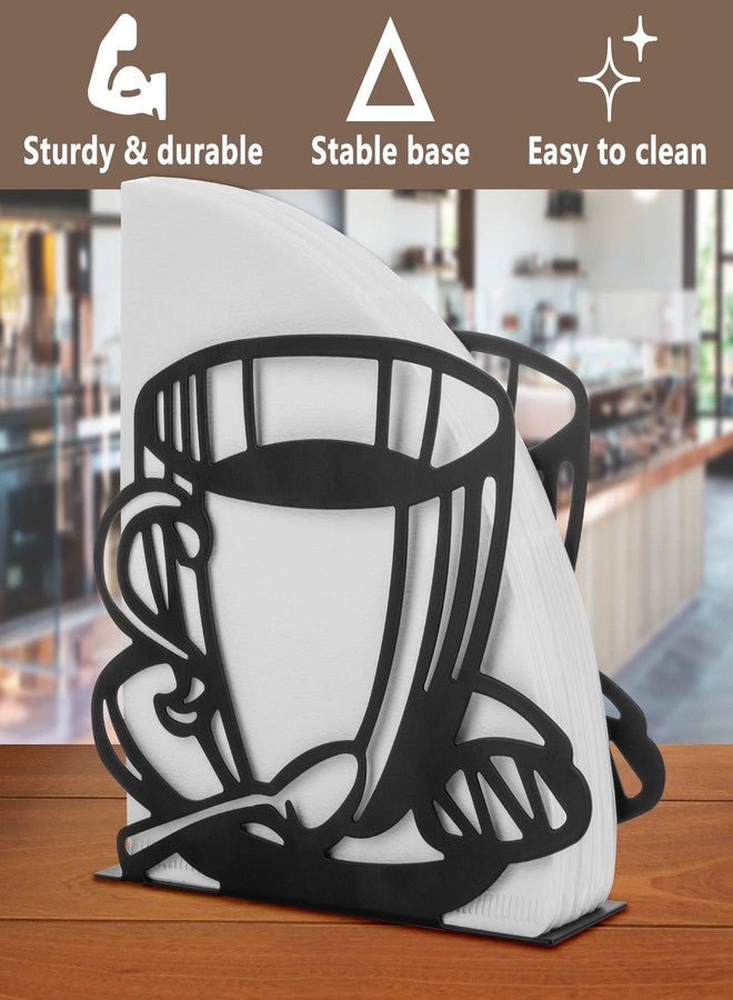 Homakover Metal Coffee Filter Stand - Holder & Rack for Coffee Filters, Paper Towels & Napkins - Vertical, Cone & Square Shaped (Black) - Image 4