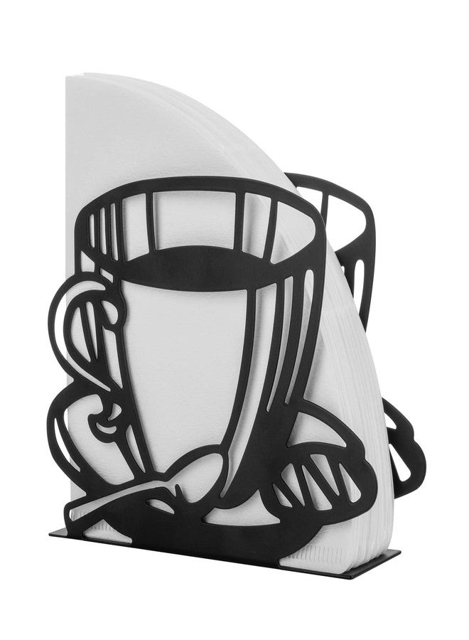 Homakover Metal Coffee Filter Stand - Holder & Rack for Coffee Filters, Paper Towels & Napkins - Vertical, Cone & Square Shaped (Black) - Image 1