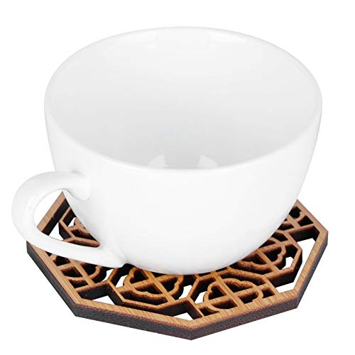 Leftwei Coasters, Wood Coasters, 6PCS Coaster Teacup Mat Anti Scald Heat Insulation Pad Tea Ceremony Supplies Wooden Drink Coasters for Home Restaurant(Tea Rhyme Coaster) - Image 5