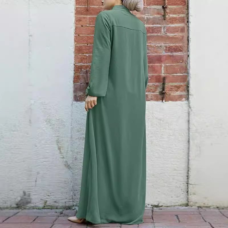 فستان نسائي بقصة A بقبة عالية وأكمام منتفخة - Image 4
