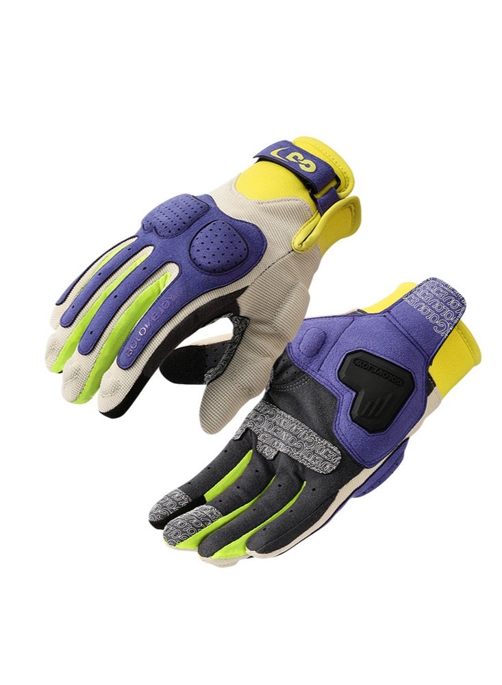 قفازات دراجة نارية للرجال مقاس L (19 - 20 سم) - منفذة الهواء، وسادات حفاظ على المفاصل، صامتة للصدمات للركوب في الدراجات النارية في الهواء الطلق - ألوان حيويّة (بنفسجي، أصفر، أخضر، أسود، أبيض) قفازات دراجة نارية للرجال مقاس L (19 - 20 سم) - منفذة الهواء، وسادات حفاظ على المفاصل، صامتة للصدمات للركوب في الدراجات النارية في الهواء الطلق - ألوان حيويّة (بنفسجي، أصفر، أخضر، أسود، أبيض) - Image 1