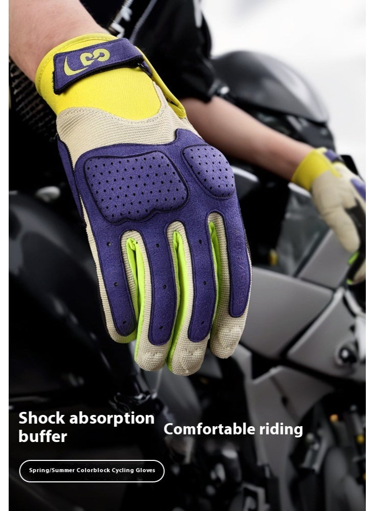 قفازات دراجة نارية للرجال مقاس L (19 - 20 سم) - منفذة الهواء، وسادات حفاظ على المفاصل، صامتة للصدمات للركوب في الدراجات النارية في الهواء الطلق - ألوان حيويّة (بنفسجي، أصفر، أخضر، أسود، أبيض) قفازات دراجة نارية للرجال مقاس L (19 - 20 سم) - منفذة الهواء، وسادات حفاظ على المفاصل، صامتة للصدمات للركوب في الدراجات النارية في الهواء الطلق - ألوان حيويّة (بنفسجي، أصفر، أخضر، أسود، أبيض) - Image 2