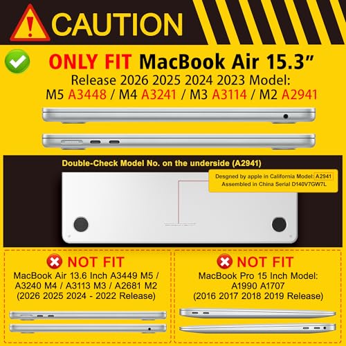 May Chen for MacBook Air 15 inch Case M5 M4 M3 M2 2026 2024-2023, Model A3448 A3241 A3114 A2941, Closes Seamlessly Hard Shell Laptop Cover with Keyboard Cover, Great Wave - Image 2