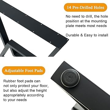 Ventuos Industrial Metal Table Legs 28 H x 24 WHeavy Duty Desk Legs Set of 2 Black - Image 4