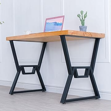 Ventuos Industrial Metal Table Legs 28 H x 24 WHeavy Duty Desk Legs Set of 2 Black - Image 2